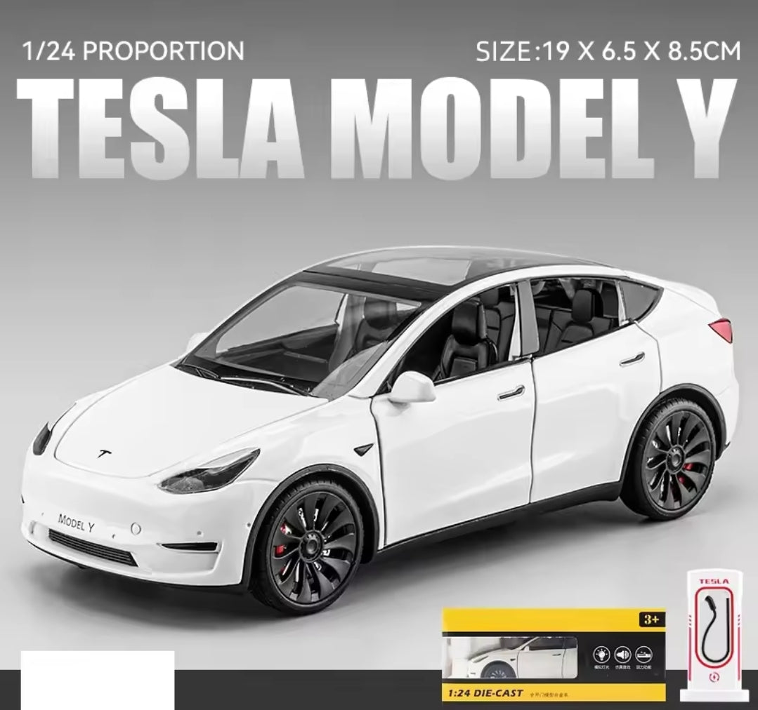 Die-Cast Tesla Model Y Collectible Car with Functional Features