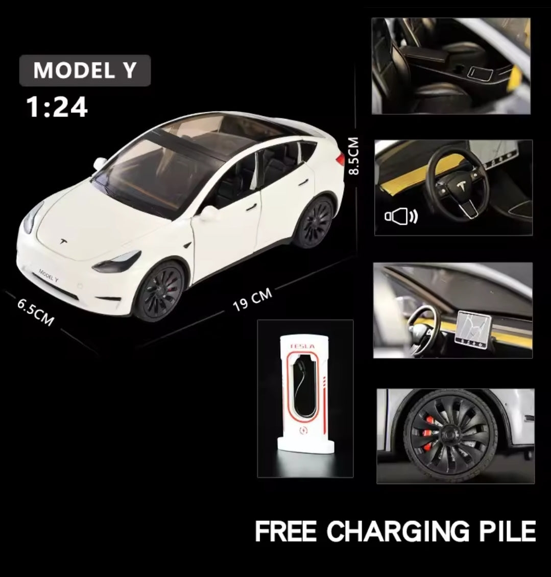 Die-Cast Tesla Model Y Collectible Car with Functional Features