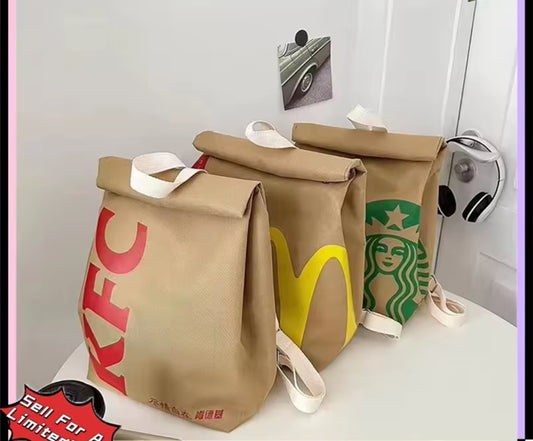 Fast Food Chain Paper Bag-Inspired Rucksack