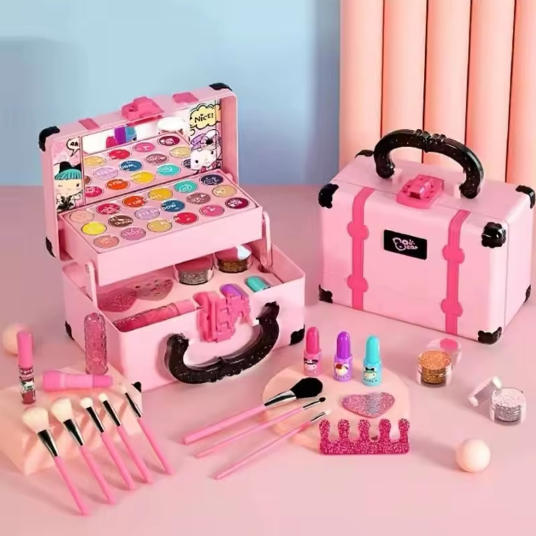 Girls' Pink Beauty Box with Makeup & Brushes