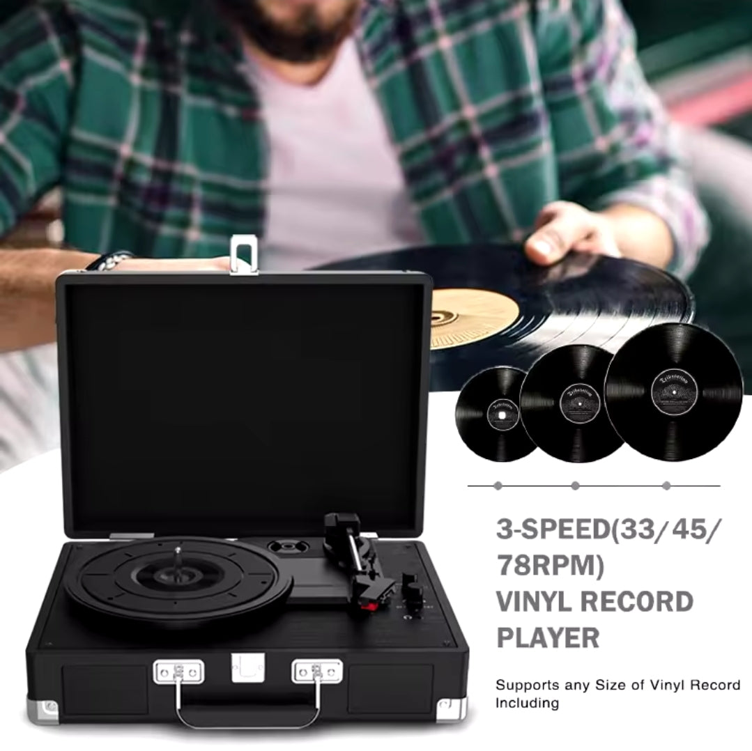 Vintage Style Record Player – 3 Speeds Bluetooth Connectivity