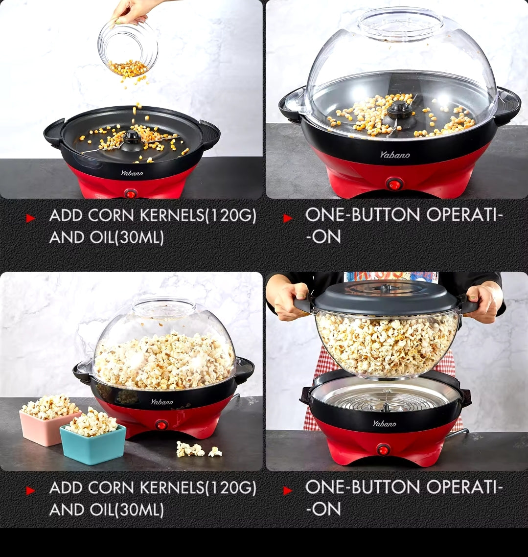 Electric Non-Stick Washable Portable Popcorn Making Machine