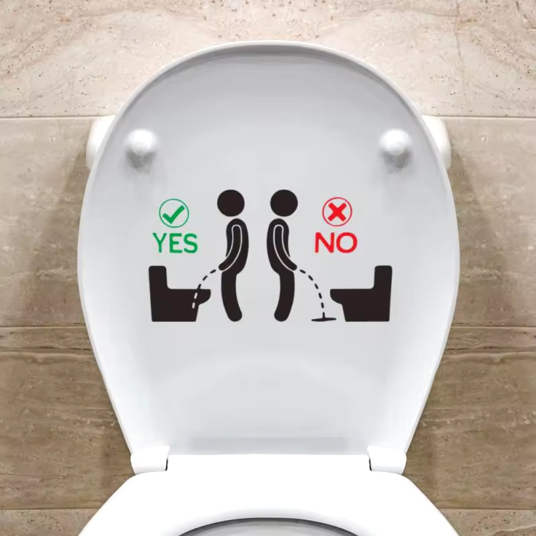 Vinyl Toilet Sign with "Yes" and "No" Guide