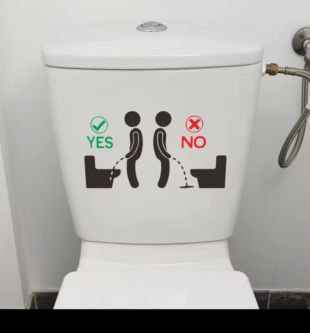 Vinyl Toilet Sign with "Yes" and "No" Guide