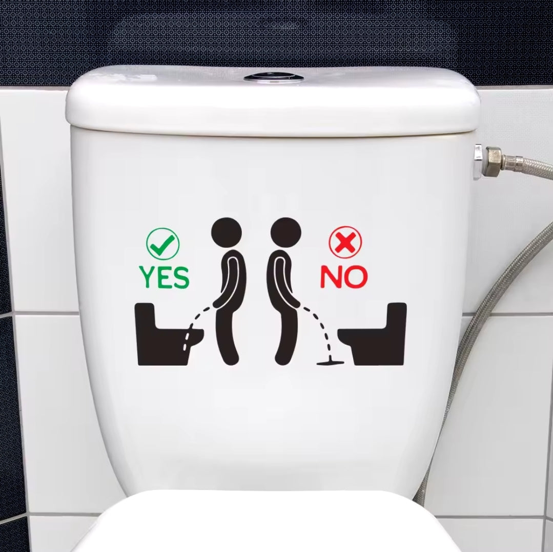 Vinyl Toilet Sign with "Yes" and "No" Guide