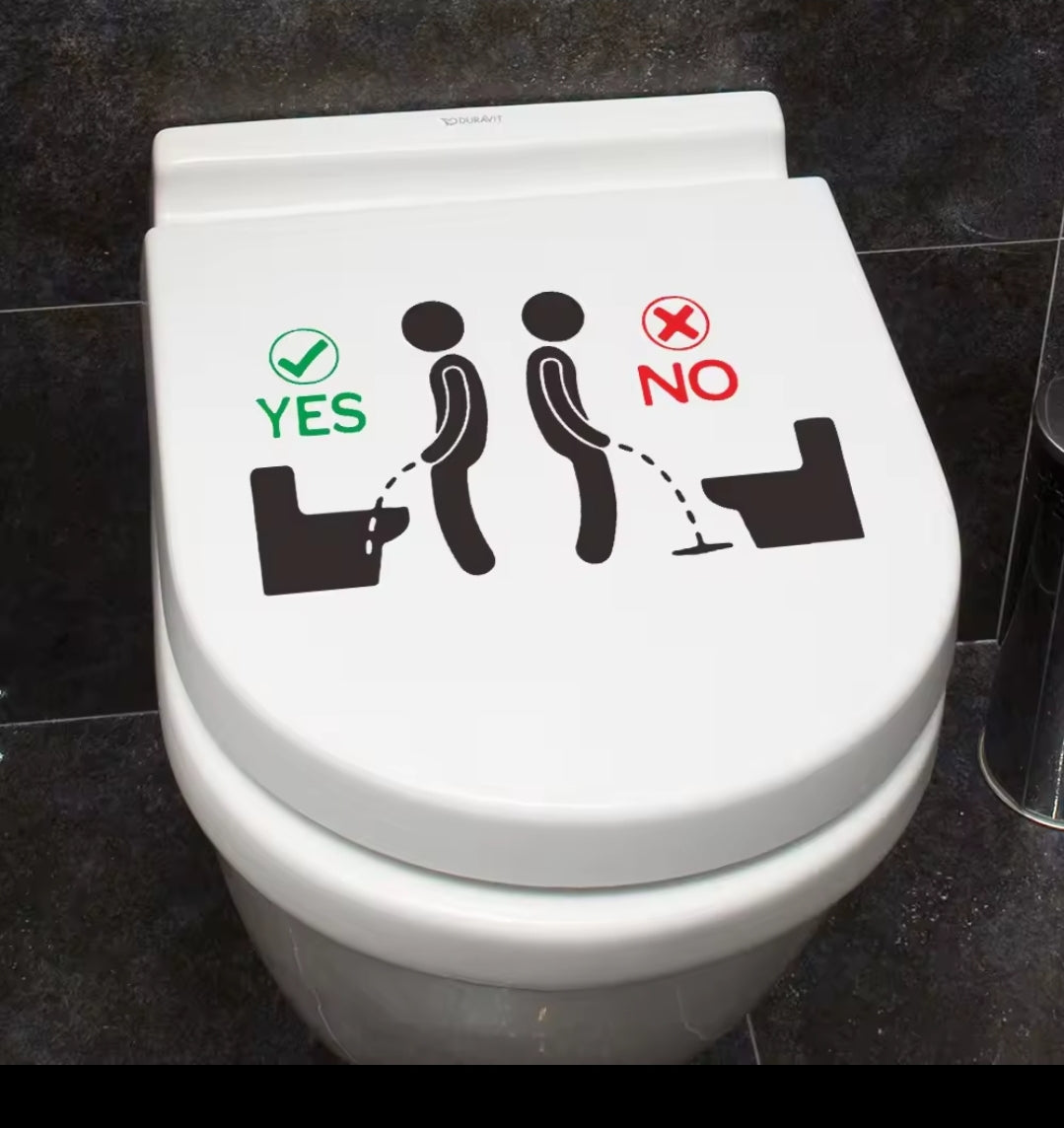 Vinyl Toilet Sign with "Yes" and "No" Guide