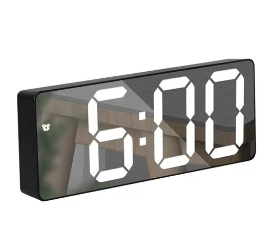 Digital Clock with Mirror Front –  with Alarm, Date & Temperature