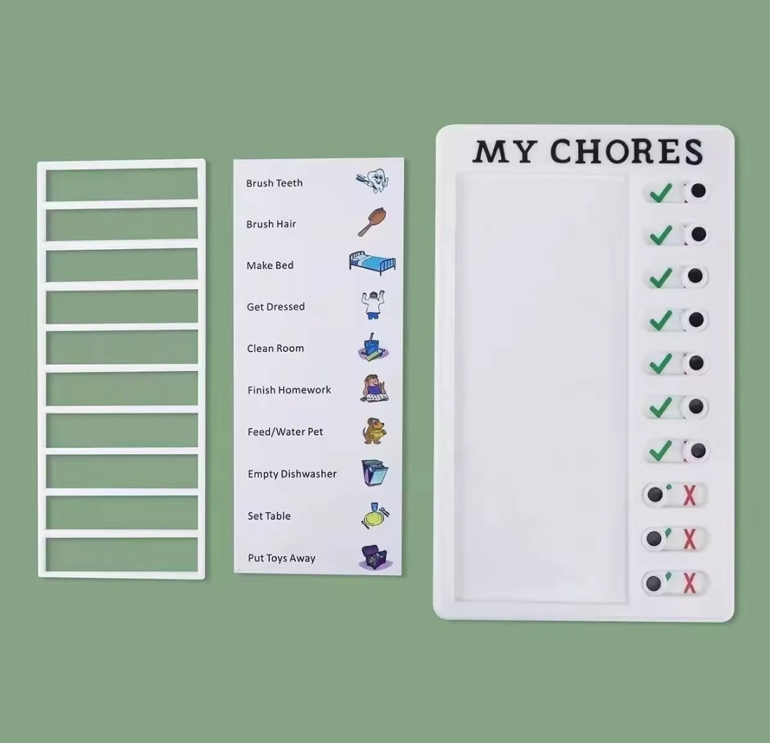 Chore Board with Tick and Cross Markers