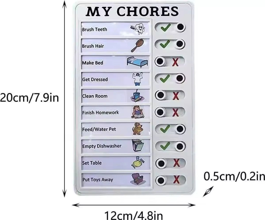 Chore Board with Tick and Cross Markers