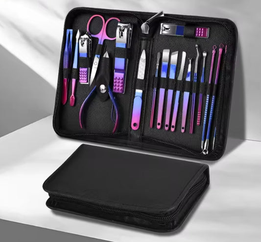 18-Piece Stainless Steel Manicure Set with Case