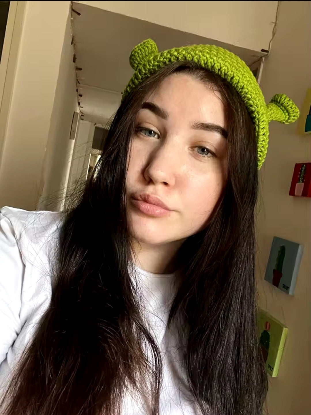 Shrek-Style Wool Hat in Green