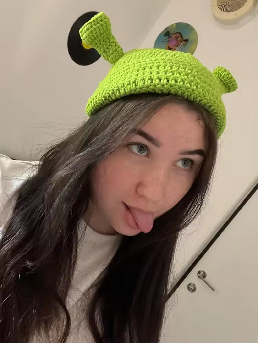 Shrek-Style Wool Hat in Green