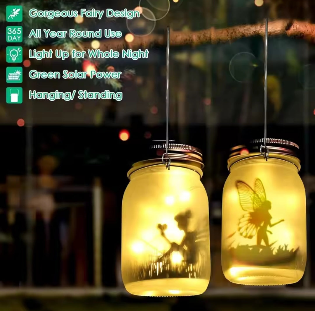 2-piece Solar LED Fairy Jars