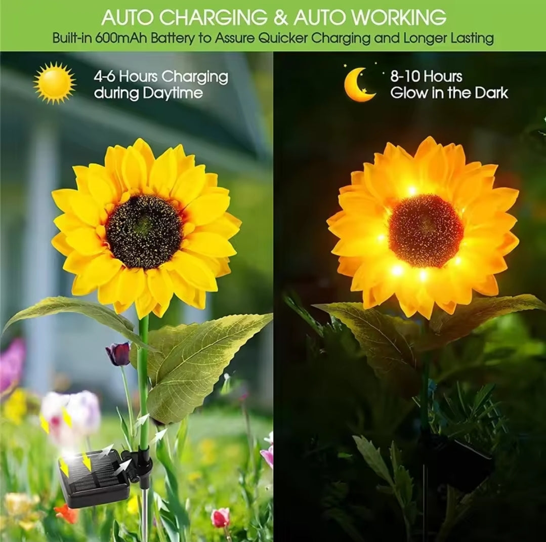 2-Piece Sunflower LED Solar Lights