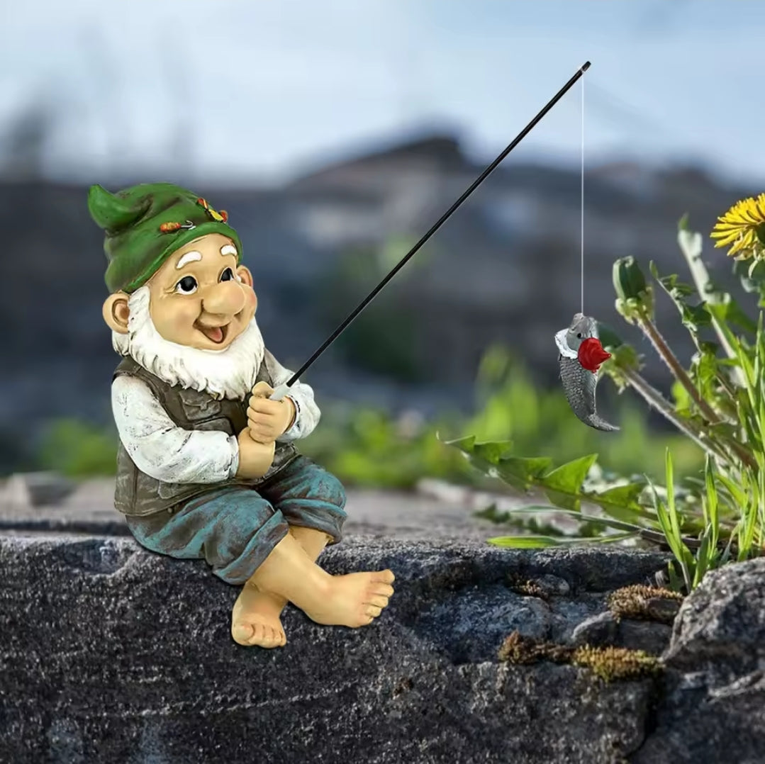 Garden Gnome with Fishing Rod