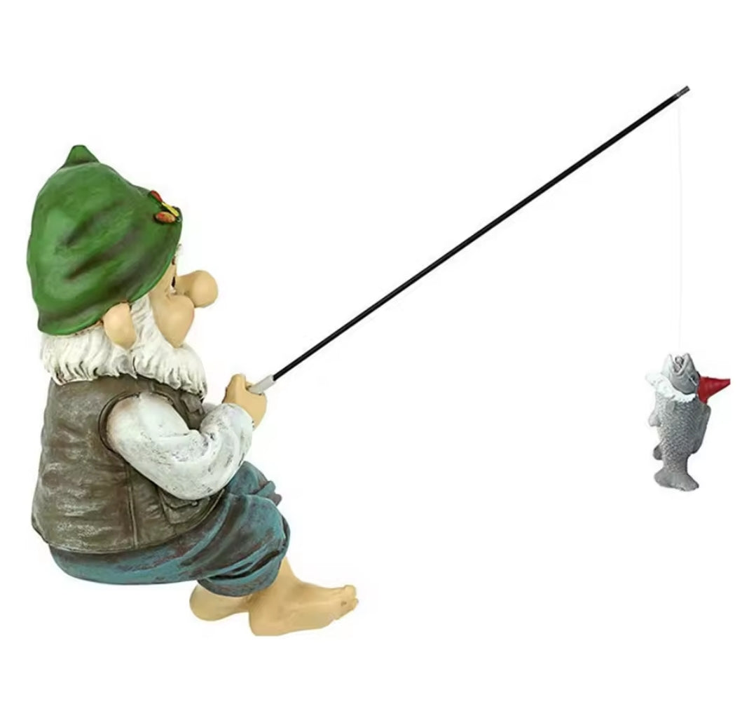 Garden Gnome with Fishing Rod