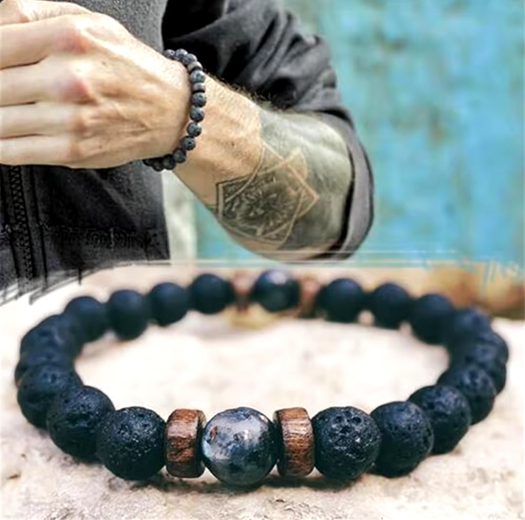 Unique Lava Stone Men’s Bracelet