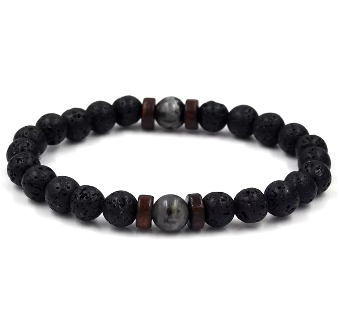 Unique Lava Stone Men’s Bracelet