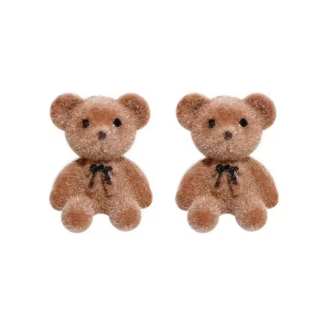 Brown Bear Shaped Novelty Trendy Stud Earrings