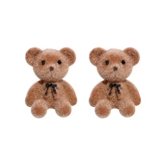 Brown Bear Shaped Novelty Trendy Stud Earrings