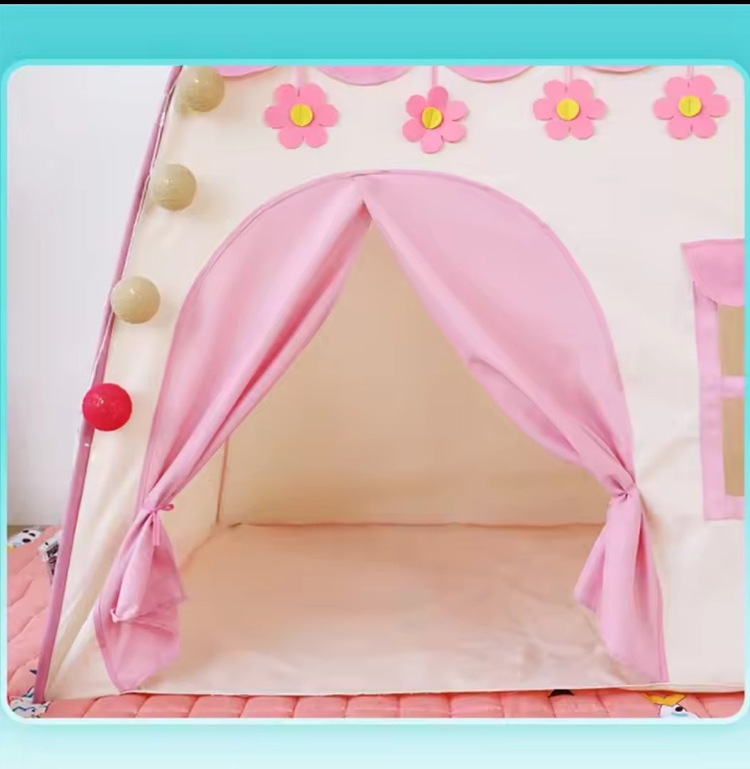 Pink/Cream Girls Toy Tent Portable